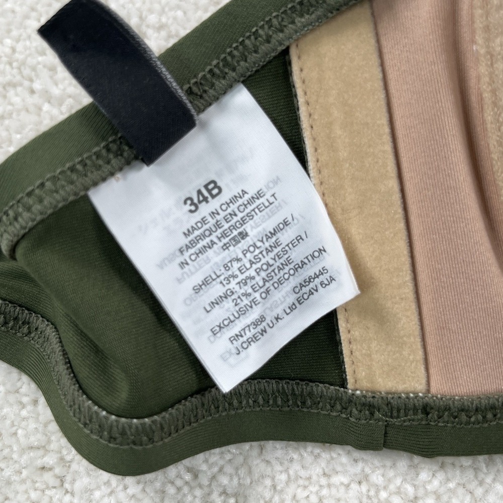 J Crew Bikini Set High Rise Bottoms M Underwire Top 34C Olive Green NWOT - Picture 8 of 12